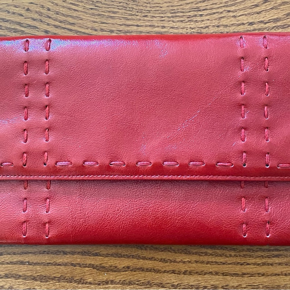 Carlos Falchi Elegant Red Patent Leather Clutch